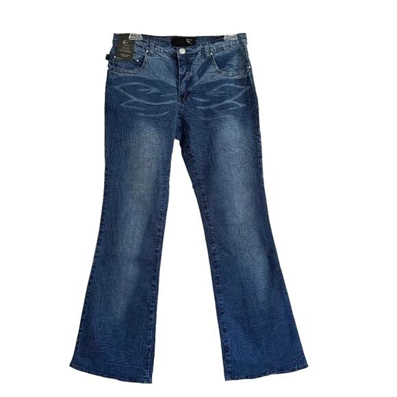 Roberto Cavalli Denim - Just Cavalli Jeans Rare Floral Crinkle Distressing Tulip Hem Straight Leg 30